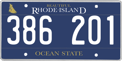 RI license plate 386201