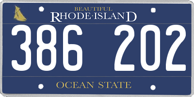 RI license plate 386202
