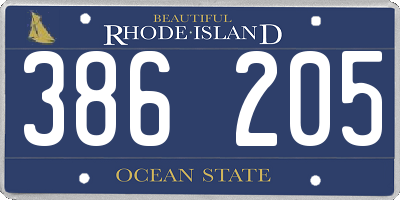 RI license plate 386205