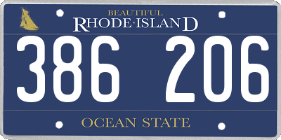 RI license plate 386206
