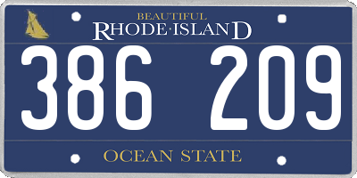 RI license plate 386209