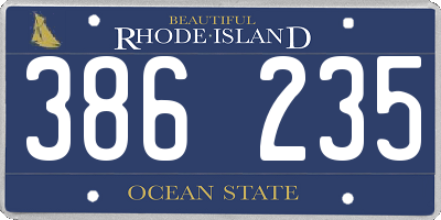 RI license plate 386235