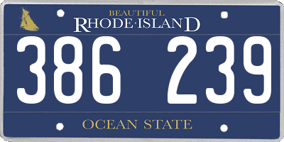 RI license plate 386239