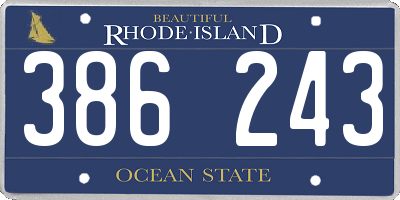 RI license plate 386243