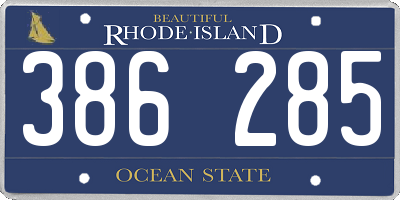 RI license plate 386285
