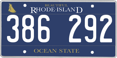 RI license plate 386292