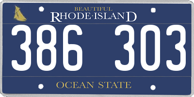 RI license plate 386303