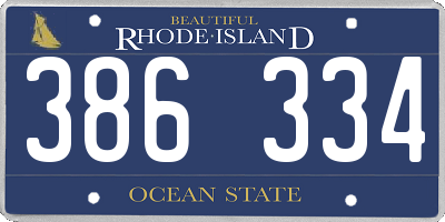 RI license plate 386334