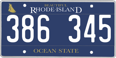RI license plate 386345