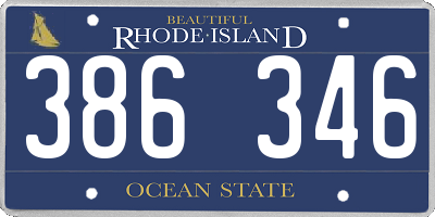 RI license plate 386346