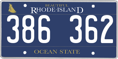 RI license plate 386362