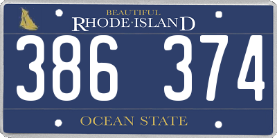 RI license plate 386374