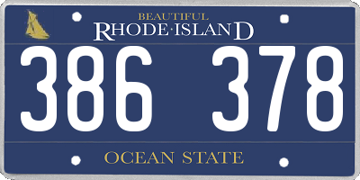 RI license plate 386378