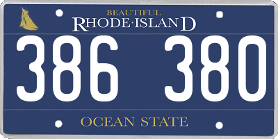 RI license plate 386380