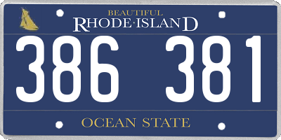 RI license plate 386381