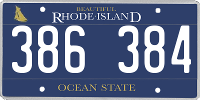 RI license plate 386384