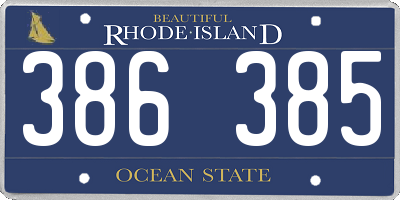 RI license plate 386385