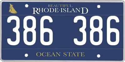 RI license plate 386386