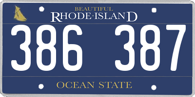 RI license plate 386387
