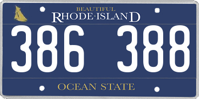 RI license plate 386388