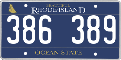 RI license plate 386389