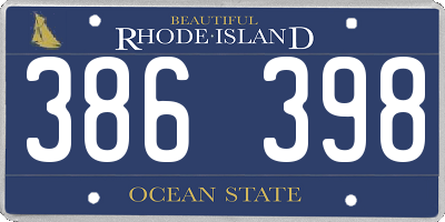 RI license plate 386398