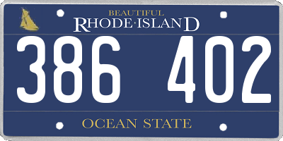 RI license plate 386402