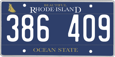 RI license plate 386409