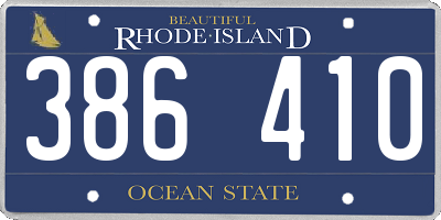 RI license plate 386410