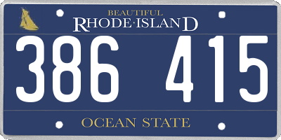 RI license plate 386415
