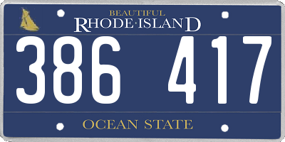 RI license plate 386417