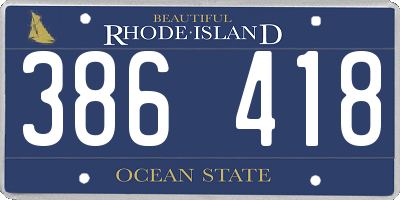 RI license plate 386418