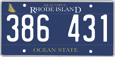 RI license plate 386431