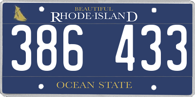 RI license plate 386433