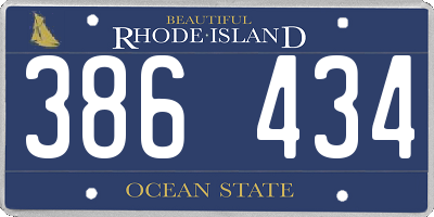 RI license plate 386434