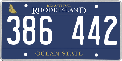 RI license plate 386442