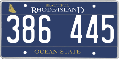 RI license plate 386445