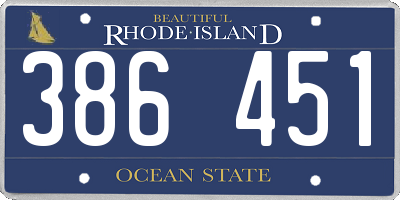 RI license plate 386451