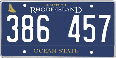 RI license plate 386457