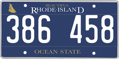 RI license plate 386458