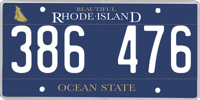 RI license plate 386476