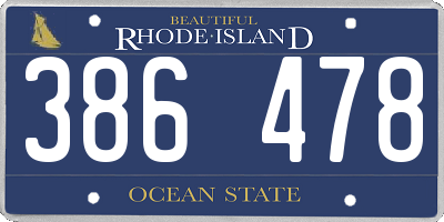 RI license plate 386478