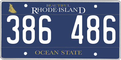 RI license plate 386486