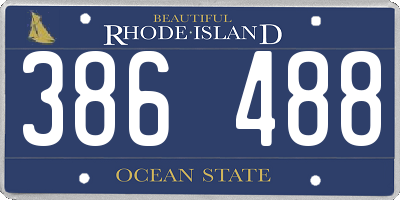 RI license plate 386488