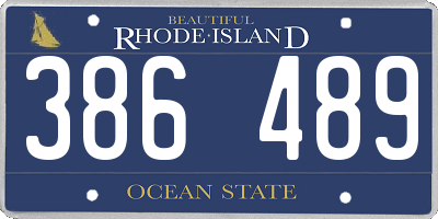 RI license plate 386489