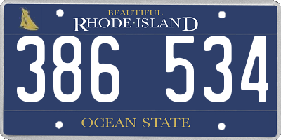 RI license plate 386534