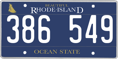 RI license plate 386549