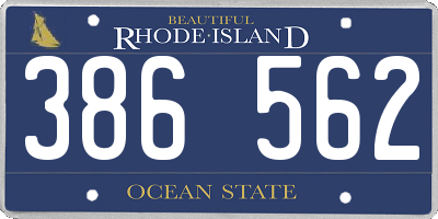 RI license plate 386562