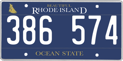 RI license plate 386574