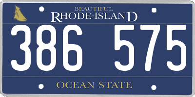RI license plate 386575